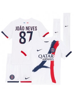 Paris Saint-Germain Joao Neves #87 Dječji Gostujuci Dres kompleti 2024-25 Kratak Rukavima (+ kratke hlače)